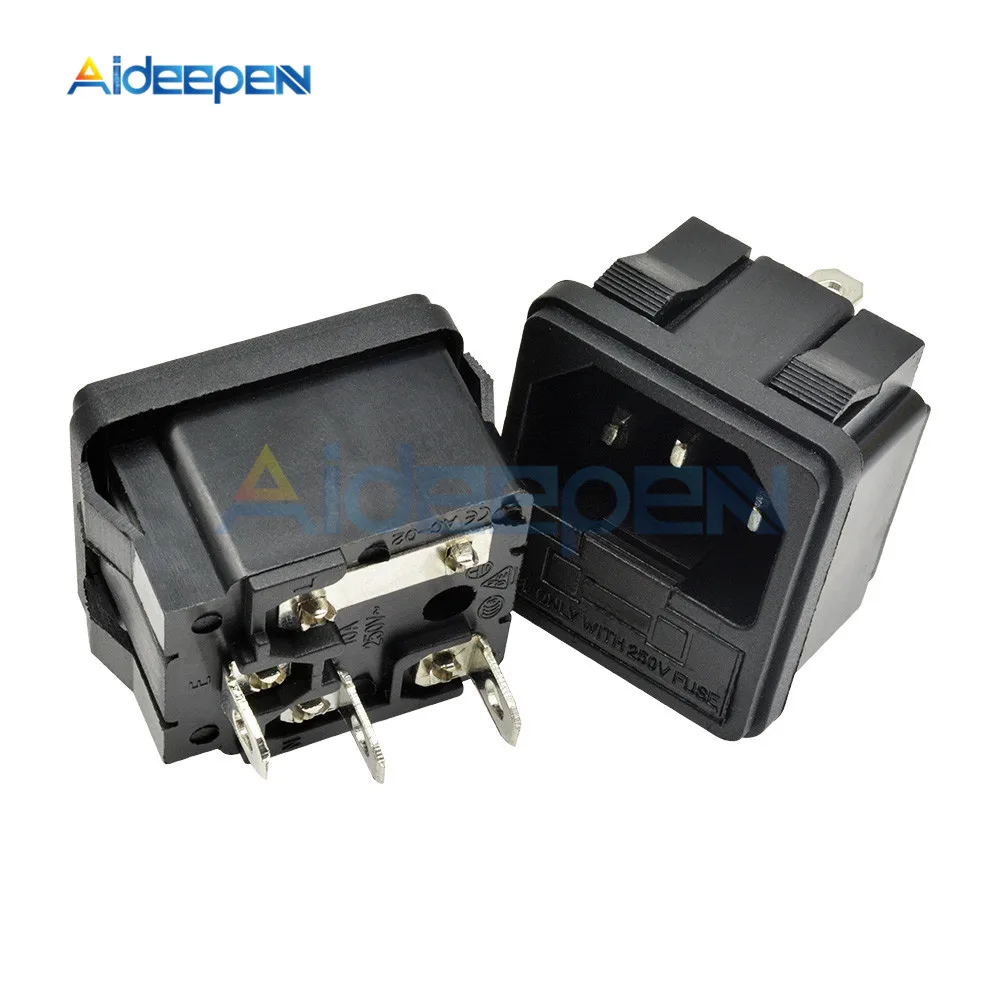 5 шт. AC-02 10A 250VAC 3 Pin IEC320 C14 Входной разъем питания оснастка Тип AC Розетка питания с предохранителями интерфейс