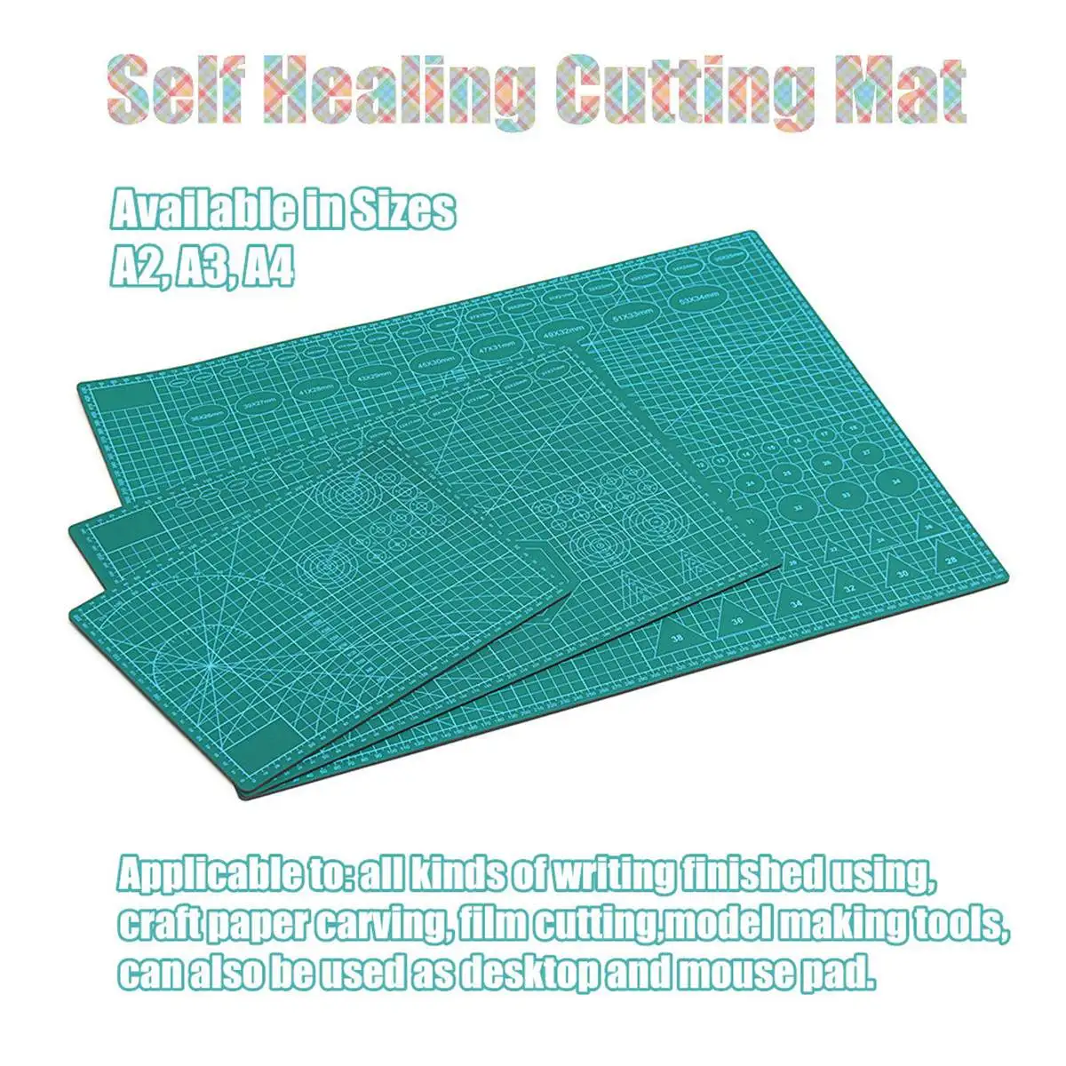 Queiting A2 Cutting Mat Self Healing Non Slip Mat Printed Grid Lines Board for Craft Art Design