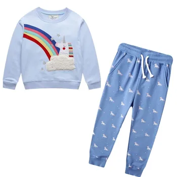 

Autumn Winter Girl Clothes Girl Clothes Set Unicorn Print Set Sweatshirt + Pants 2Pcs/Sets Toddler Children Suit