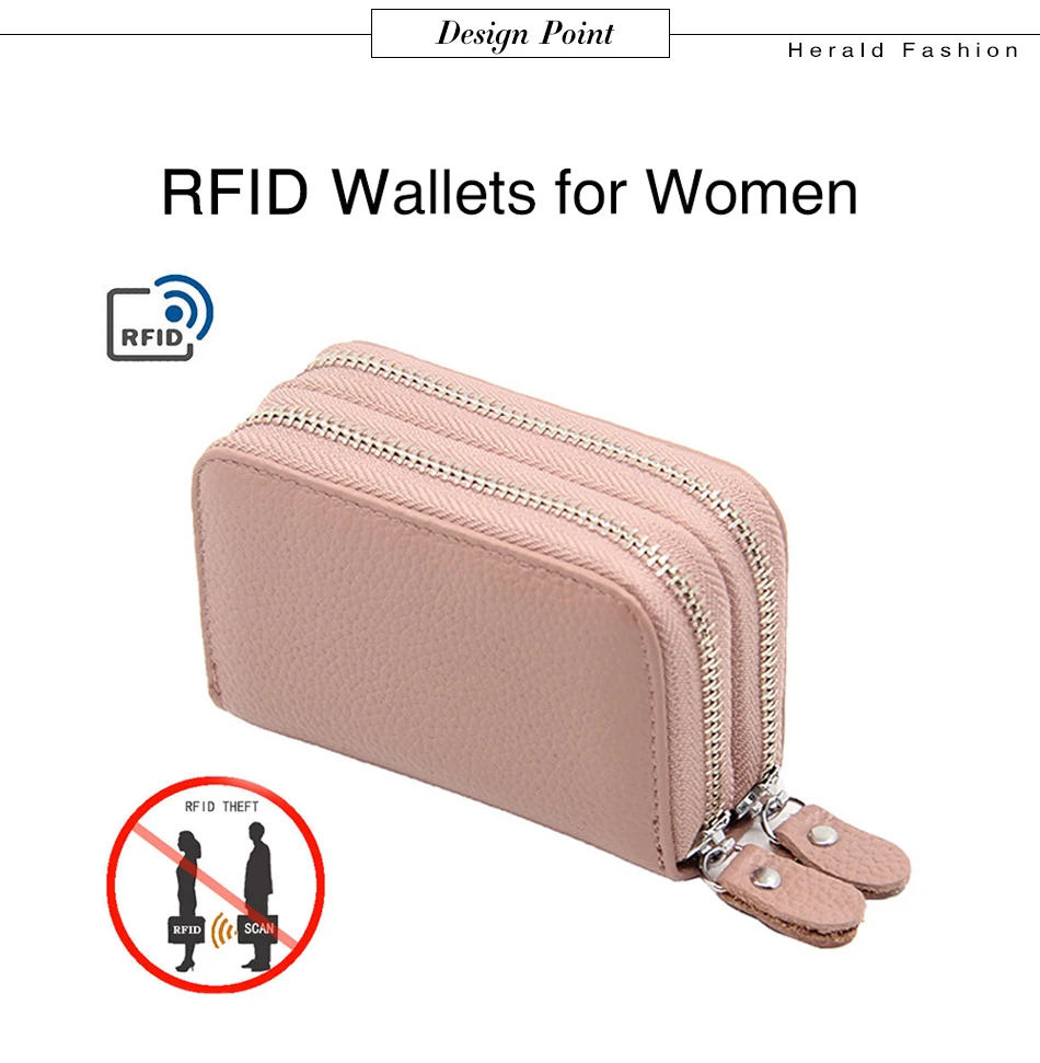 Herald Модный женский бизнес-держатель для карт из натуральной кожи унисекс, RFID кошелек, чехол для кредитных карт, ID Держатели, Женский кошелек для монет