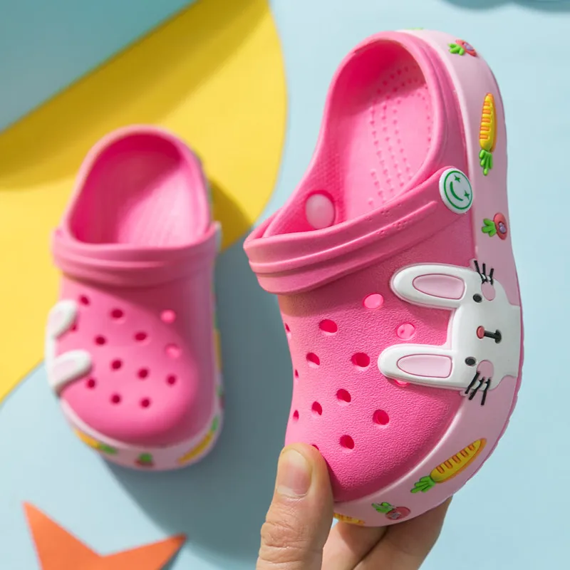 

New Summer Kids Croc Shoes For Boys Girls Rabbit Light Non Slip Children Garden Shoes Toddler Indoor Home Beach Slippers Sandals