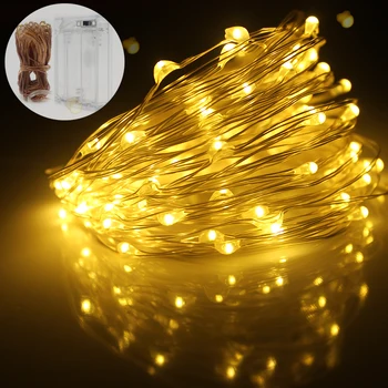

LED String light Silver Wire Fairy warm white Garland Home Christmas Wedding Party Decoration Powered by Battery batter USB 10m