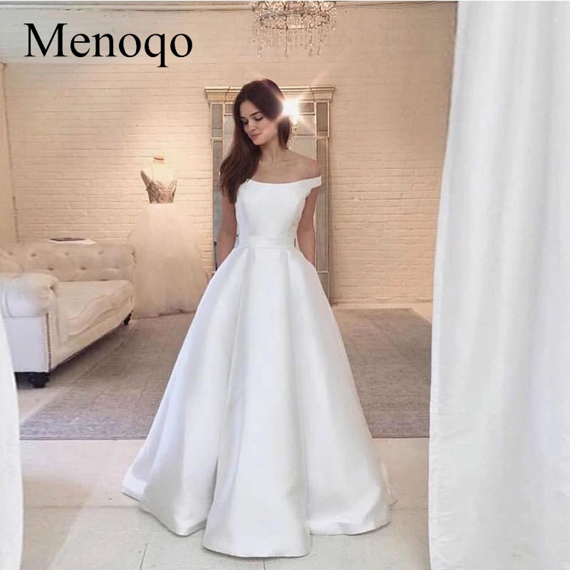 a line princess off the shoulder wedding dress