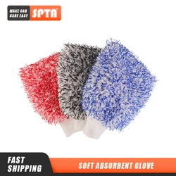 SPTA – gant absorbant doux en microfibre, nouveau Style, pour le lavage de voiture, en velours coloré 
