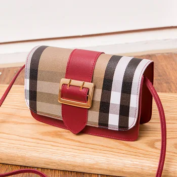 

New Pu women's bag European and American fashion retro belt buckle texture stripe Single Shoulder Messenger Bag Small Square bag