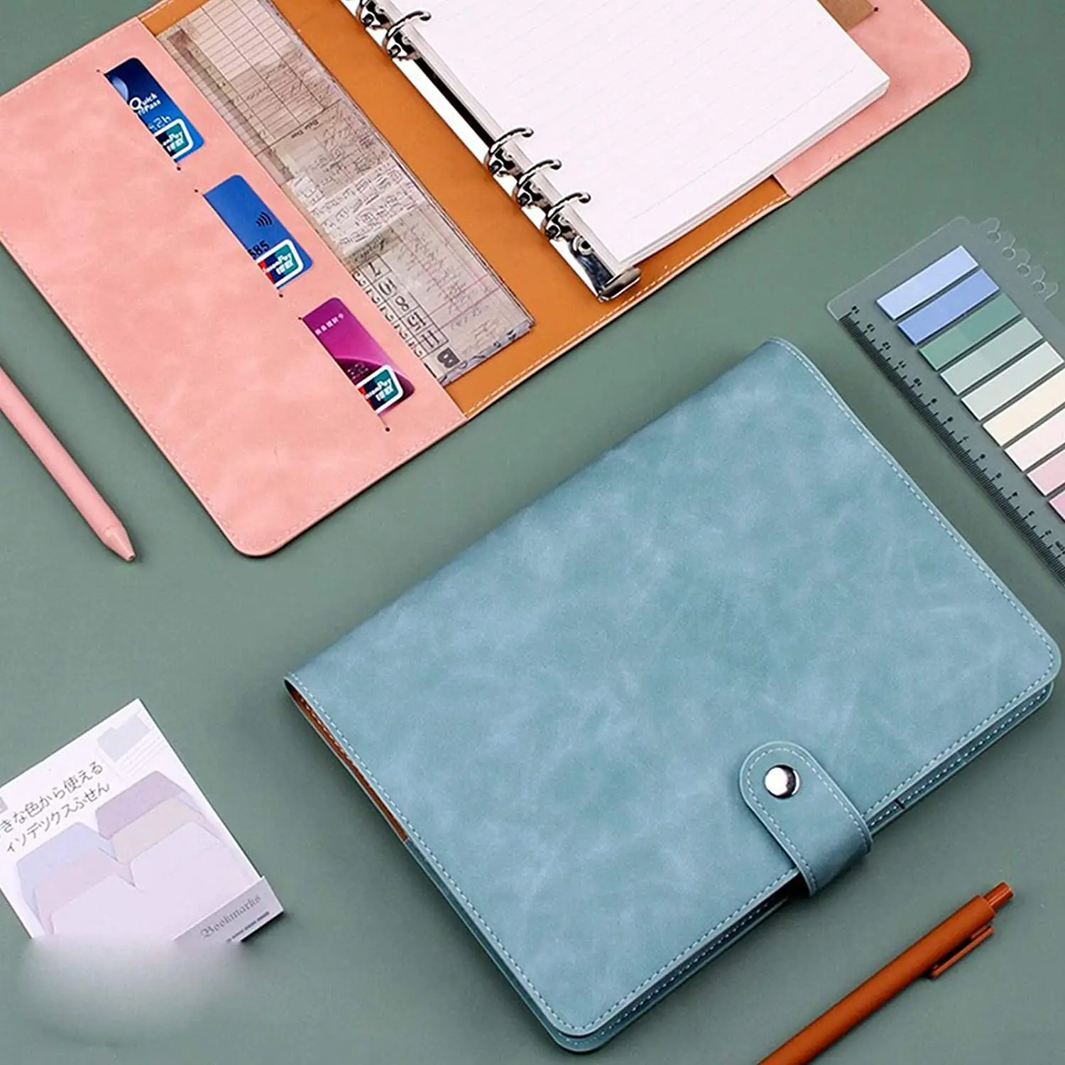 PU 가죽 노트북 바인더, 리필 가능한 6 라운드 링 바인더 커버, A5 필러 용지, 노트북 개인 플래너 바인더, A5 사이즈