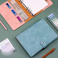 A5 Size PU Leather Notebook Binder, Refillable 6 Round Ring Binder Cover for A5 Filler Paper, Notebook Personal Planner Binder 4