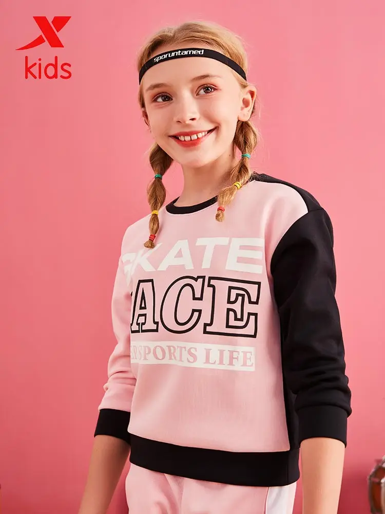 

Xtep Girls Fashion O-neck Pullovers Kids Casual Letter Pattern Long Sleeves Tops Comfortable Loose Sweatshirt 881124059332