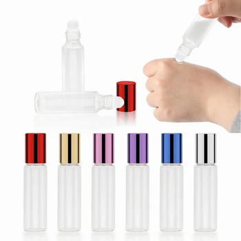 

6pcs/set 10ml Refillable Glass Ball Bottles Sample Cosmetic Containers Bead/Essential oil/Eye Cream Bottle