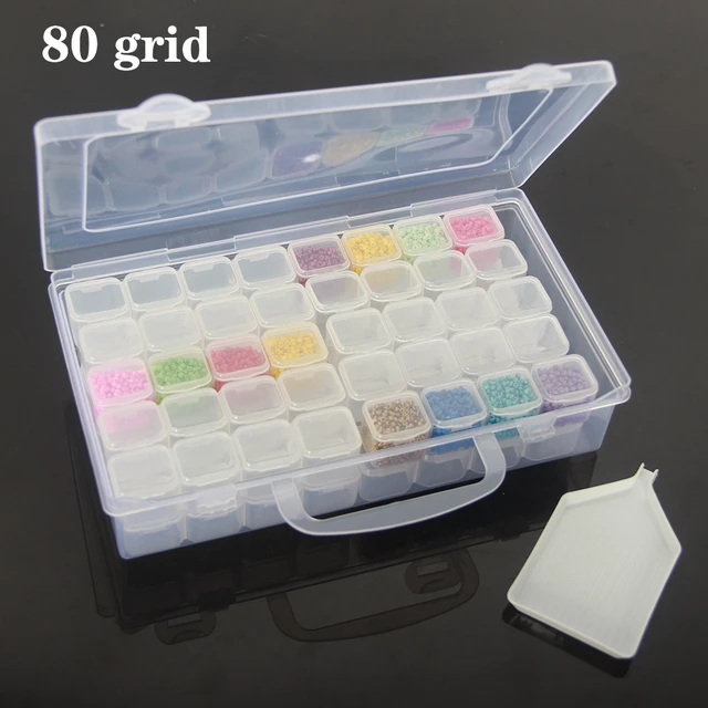 80 Grids 5D Diamond Painting Storage Box Plastic Diamond Tools Embroidery  Accessories Rhinestone Beads Storage Containers - AliExpress