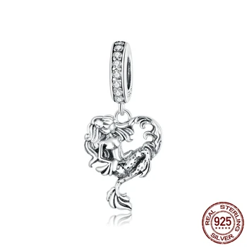 

MOWIMO 100% 925 Sterling Silver Shining Zircon Mermaid on Waves Charm Fit Original Silver Bracelets Pendant Fine Jewelry BKC1669