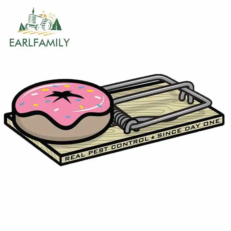 

EARLFAMILY 13cm x 12.9cm for Mouse Trap Pest Control Shred Skate Board Fine Decal Funny Car Stickers Cartoon Vinyl JDM Oem