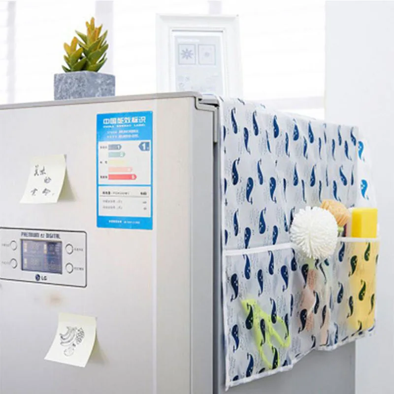 

Free Shipping Refrigerator Dust Cover With Pocket Storage Bag Washing Machine Storage Organizer Bags Hanging Bag