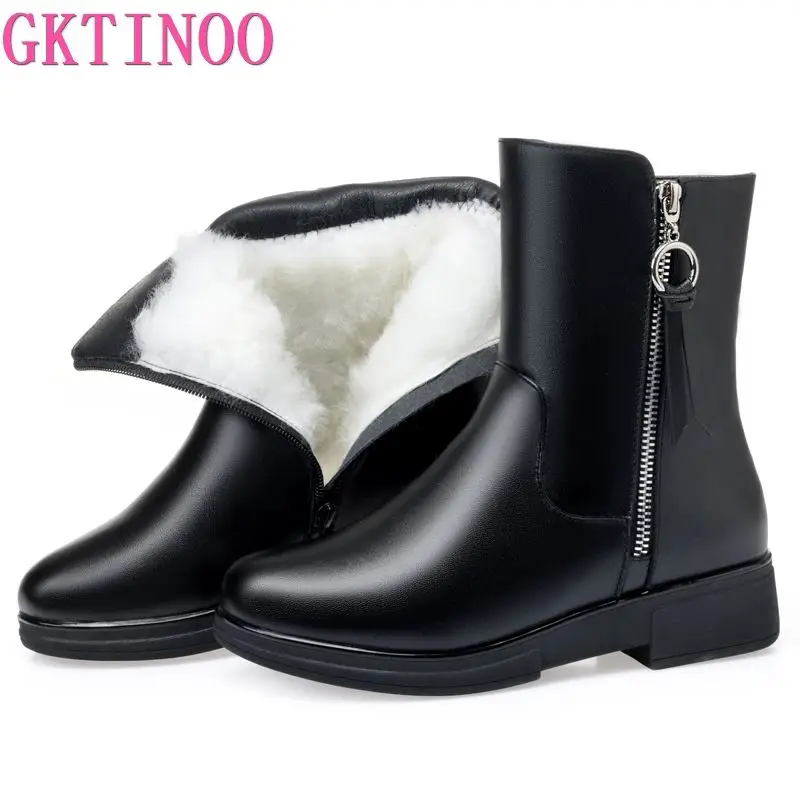 GKTINOO/женские зимние сапоги до середины икры из натуральной кожи Женская