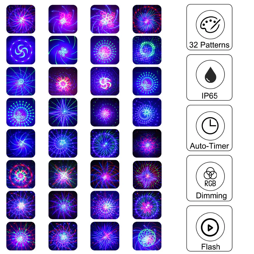 Дистанционный RGB Рождественский лазерный светильник-проектор 32 режима Открытый Сад водонепроницаемый лазерный светильник для рождественской елки вилла дом праздник светильник