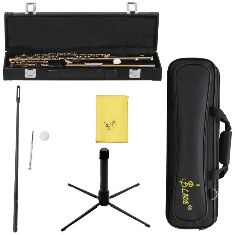 

Gold 16 Holes C Key Flute detachable Cupronickel Body Silver Keys with Storage Bag