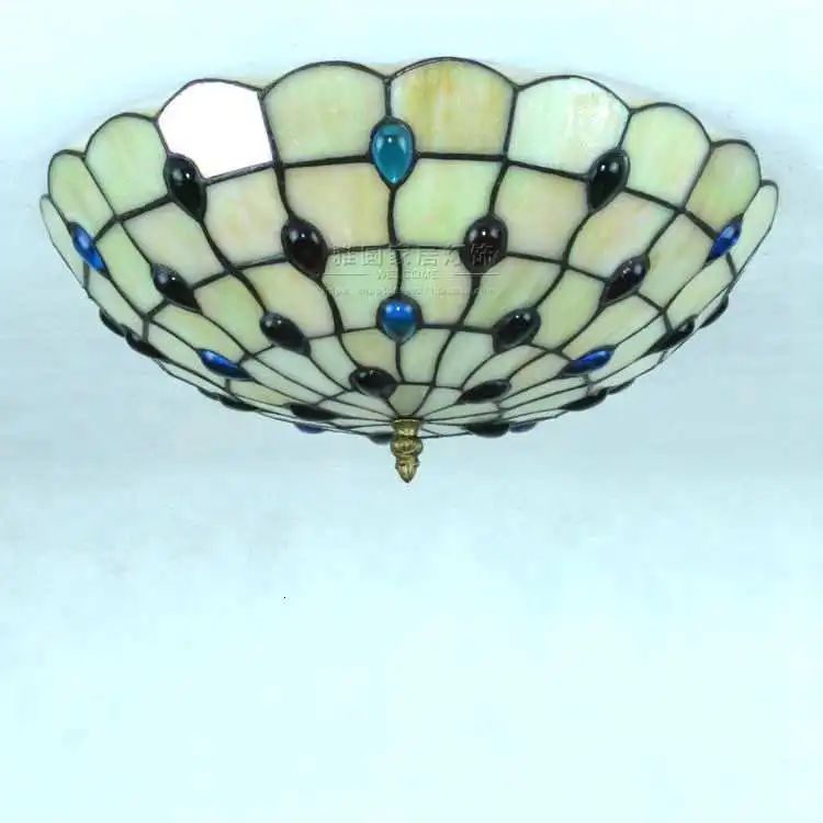 

Vintage Retro Mediterranean Ceiling Lamps AC110V-220V Stained Glass Aisle Hotel Restuarant LED Balcony Lamp Lighting