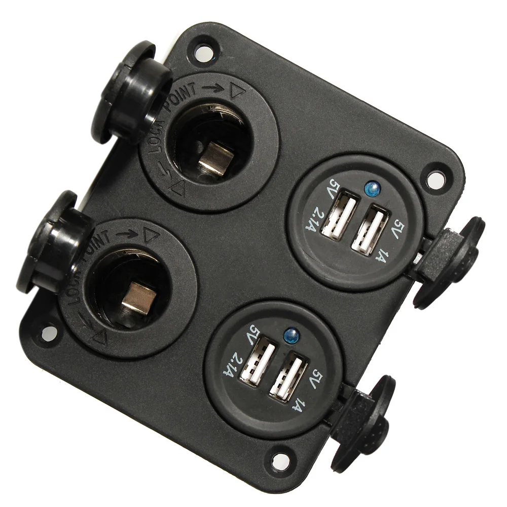 Автомобильный 12-24V двойной USB адаптер зарядное устройство+ прикуриватель розетки с синий светодиодный индикатор