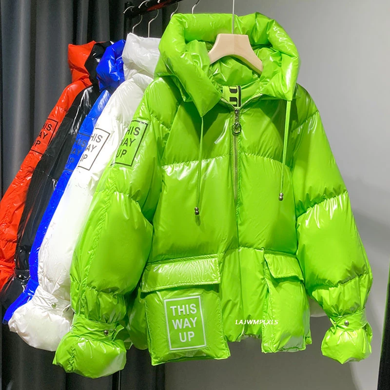 2020 New glossy hooded Winter coat Women coat