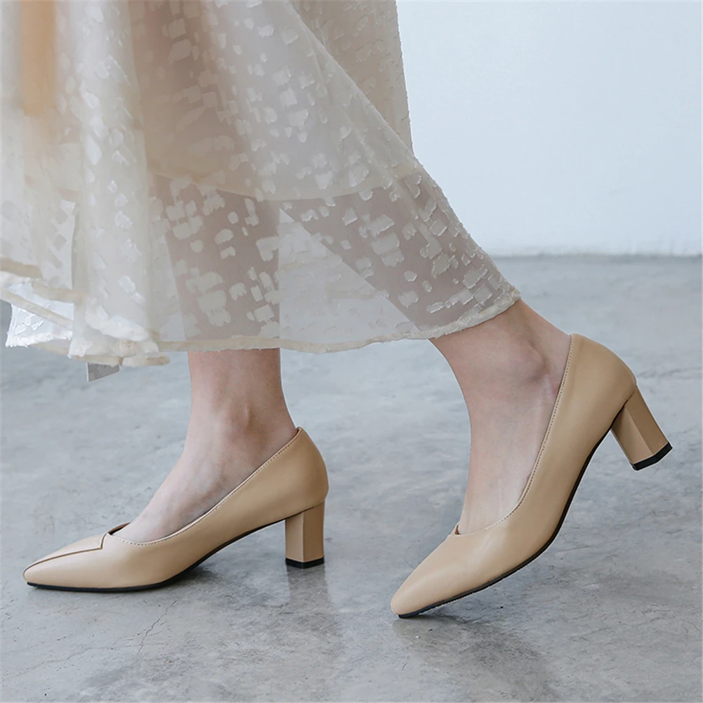 

Sarairis 2020 New Fashion Plus Size 48 Square Heels Pointed Toe Slip-On Concise Pumps Woman Shoes Office Lady Pumps Women