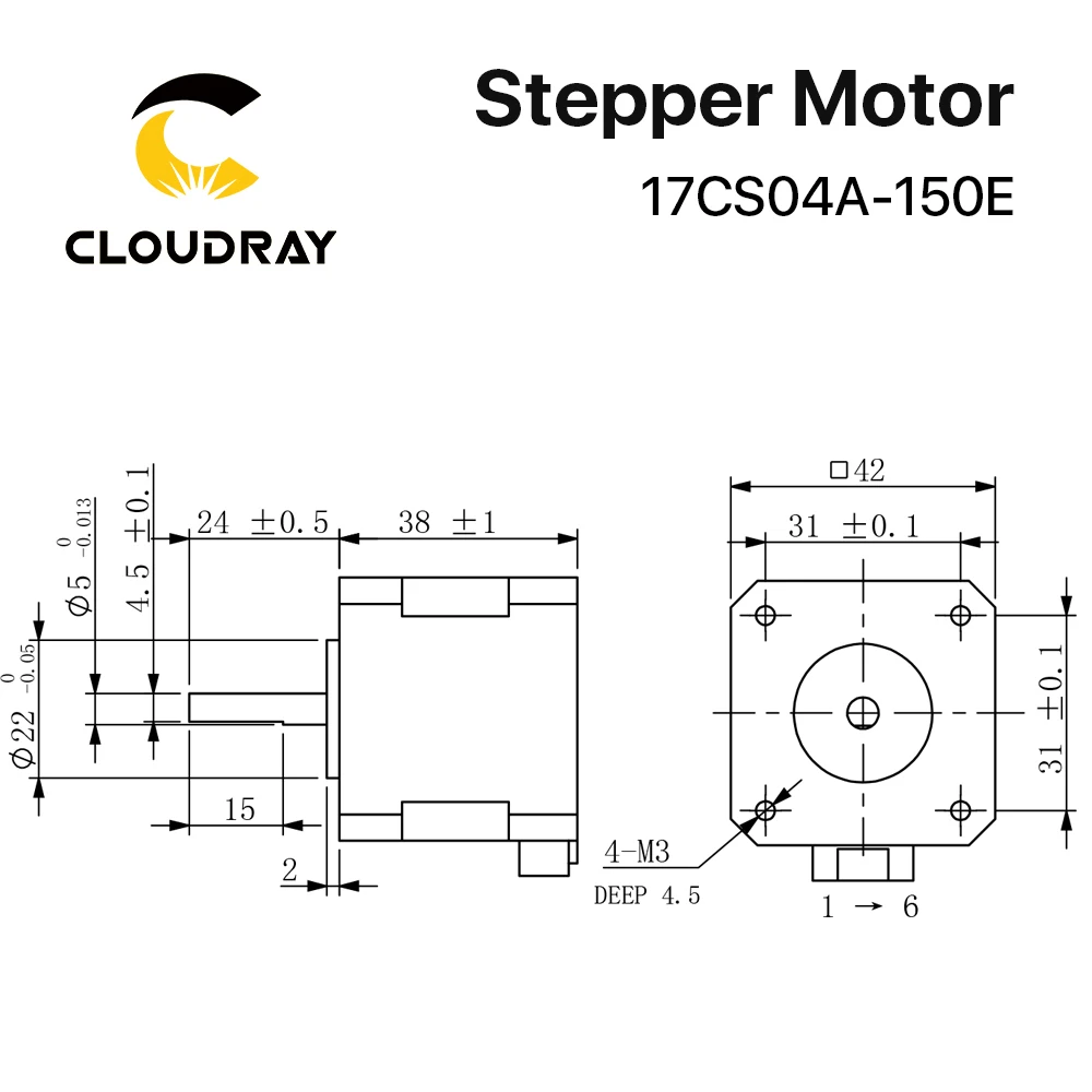 Cloudray Nema 17 스테퍼 모터 38mm 40Ncm 1.5A CNC 3D 프린터 조각 밀링 머신 용 2 상 스테퍼 모터