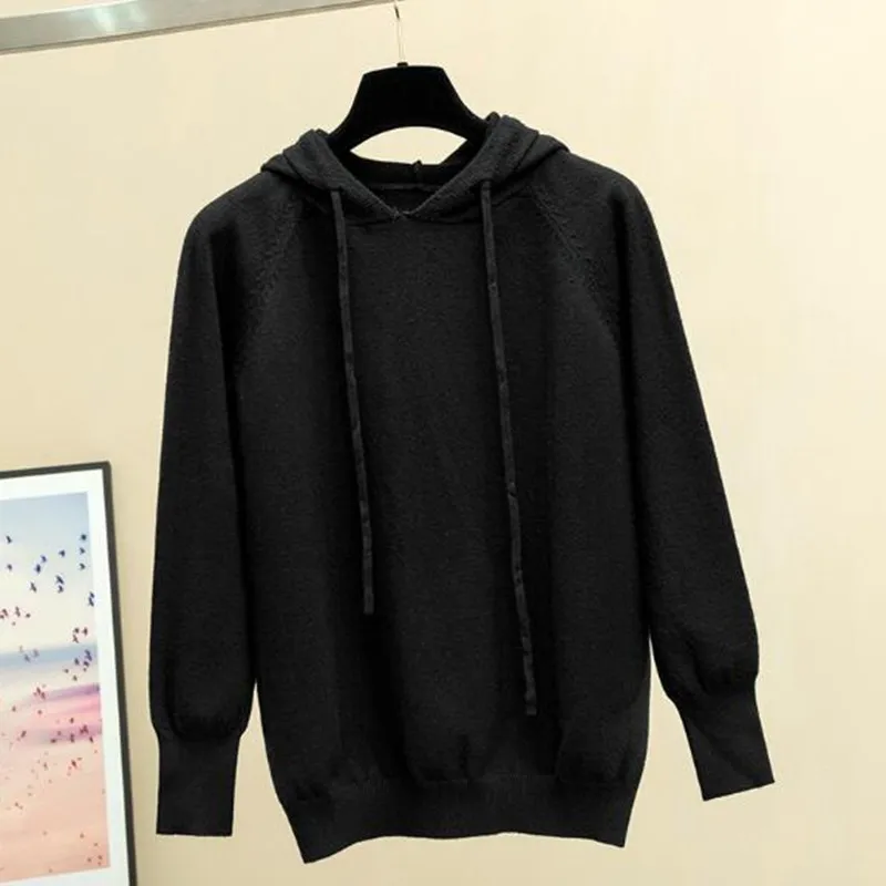 GIGOGOU, осенне-зимний женский свитер, однотонный вязаный пуловер, свитшот, повседневный студенческий свитер для девочек - Цвет: Black 8119