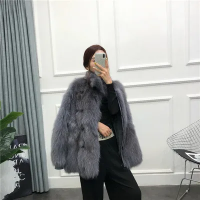 Новое пальто с лисьим мехом в длинном абзаце модная повседневная куртка с тосканом тонкая Длинная шуба женская одежда - Цвет: 7