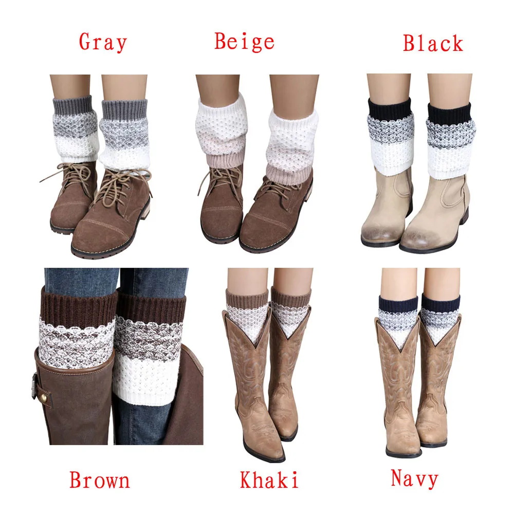 Женские зимние вязаные гетры; носки для обуви; гетры; теплые вязаные гетры; носки; модные носки