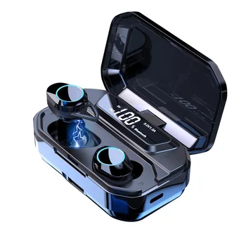 

G02 Bluetooth Earphone 9D Stereo Wireless Earphones BT5.0 Twin IPX7 Waterproof Earphones 3300mAh LED Digital Smart Power Bank