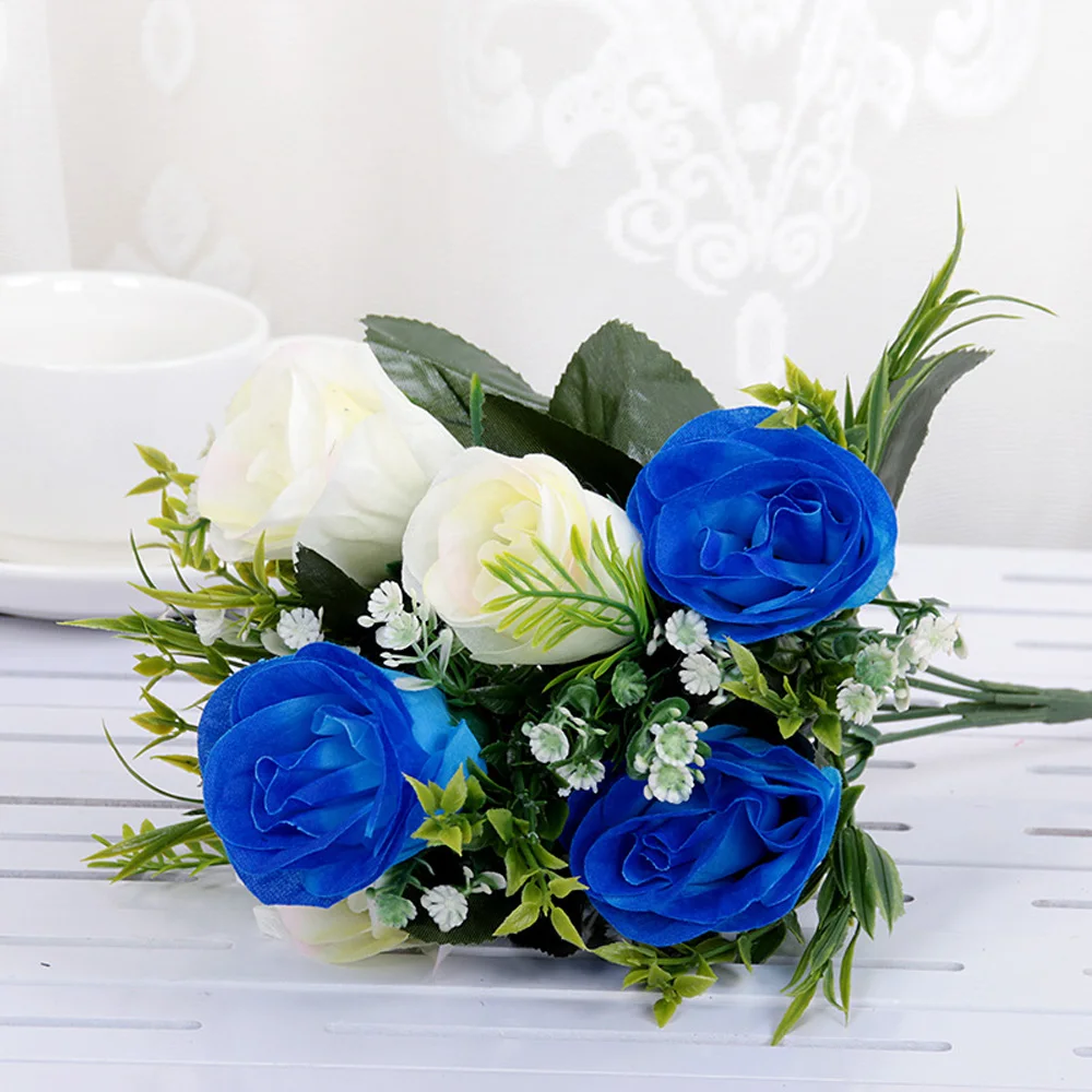 

7 Heads Retro Artificial Rose Flowers Real Touch Bouquet Wedding Home Decor*