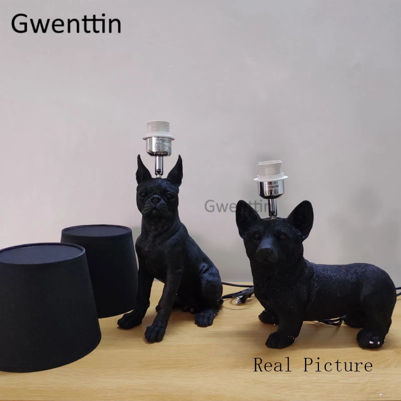 Настольная лампа в скандинавском стиле с изображением щенка, прикроватная лампа для спальни, современная светодиодная лампа в виде животного, настольная подставка для собаки, светильник для домашнего декора E27
