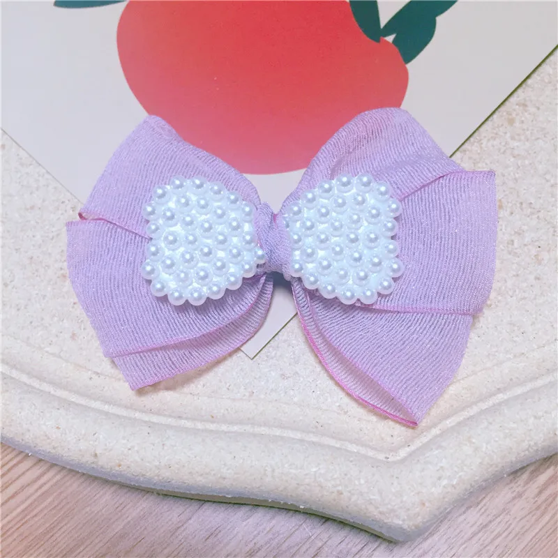 2Pcs Korean Pearl Bow 10cm Handmade DIY Decoration Craft Kwaii Sewing For Bogs Garment Hair Accessories Wedding Decor