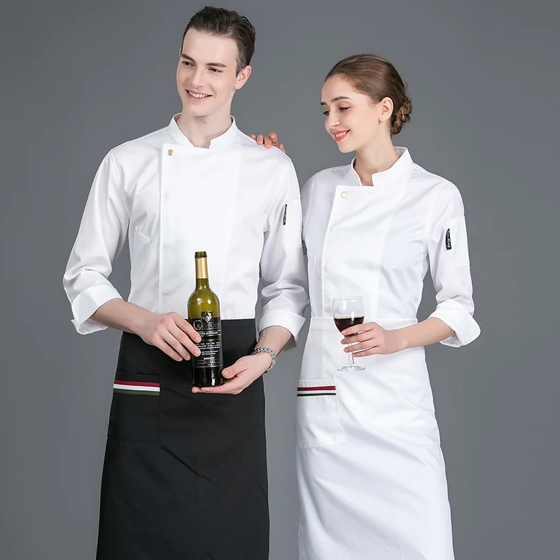 Куртка шеф-повара с длинными рукавами, форма офицантки для пищевых продуктов, пальто, гостиничная кухонная рабочая одежда, питание, пекарь, Парикмахерская, кафе, рабочая одежда