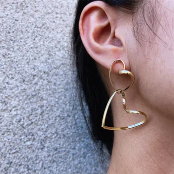 

17KM Oversize Butterfly Heart Earrings for Women Girls 2020 Exaggerated Metal Big Dangle Earring Drop Earrings NEW Jewely