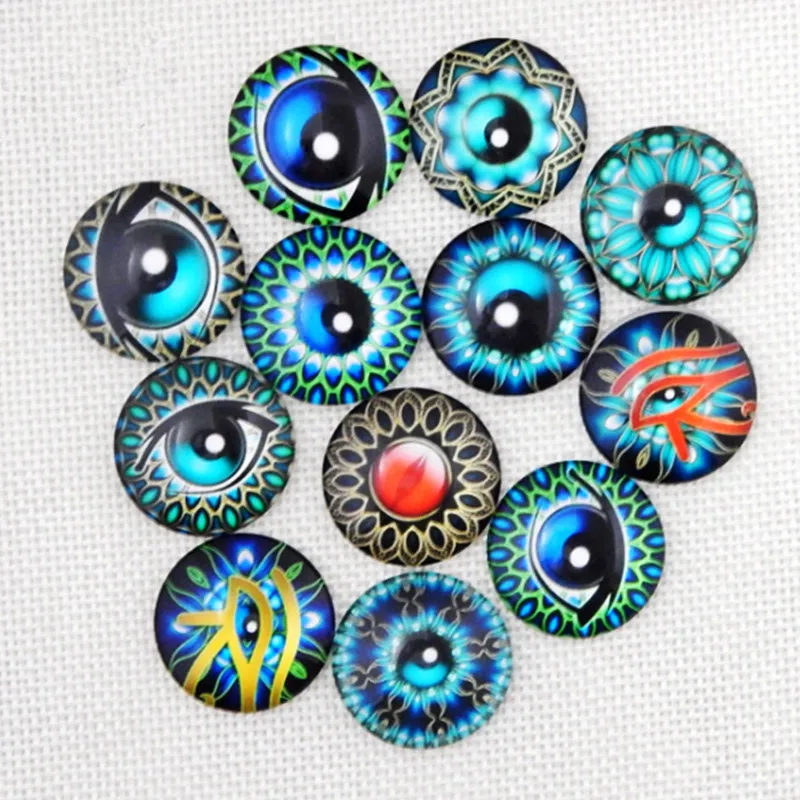 Round Eye Printed Glass Mosaic Mixed Colors Cabochons for Jewelry Findings Cameo Pendant Making | Дом и сад