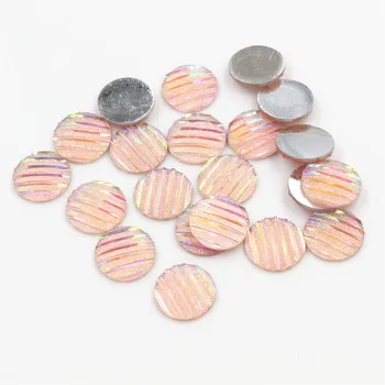 

New Fashion 40pcs 12mm Pink AB Scrub Stripe Horizontal line Flat back Resin Cabochon For Bracelet Earrings accessories