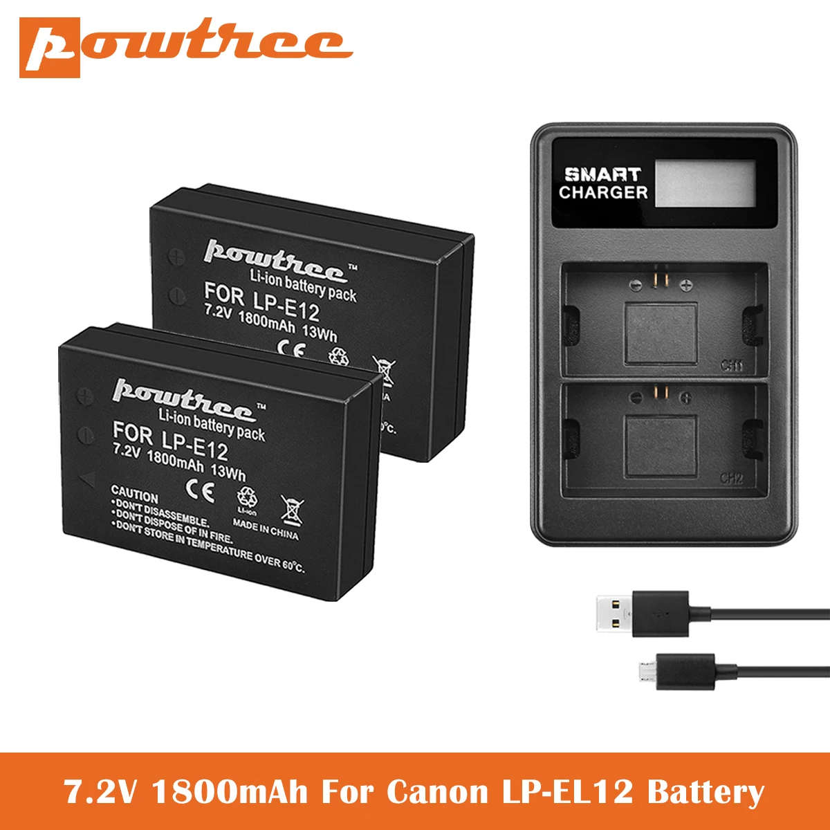 

LP-E12 Batteries+Dual Charger for Canon SX70 HS Rebel SL1 EOS-M EOS M2 EOS M10 EOS M50 EOS M100 EOS M200 Mirrorless Digital Came