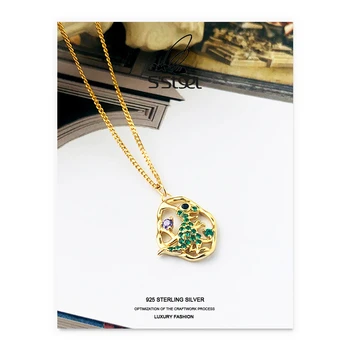 

Zircon Neckalce For Women 925 Sterling Silver Luxury Dinosaur Animal Personalized Gold Pendants Necklace Joyas De Plata Jewelry