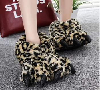 

Ladies Soft Comfort Neutral Plush Creative Tiger Claws Leopard All-inclusive Slipper Cotton Shoes Women's Slippers Plus Size