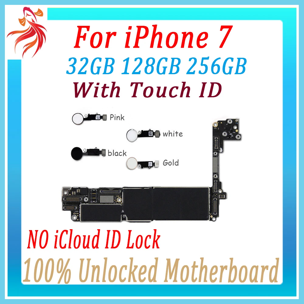 Оригинальная разблокированная материнская плата для iPhone 7 4,7 дюймов с сенсорным ID/без сенсорной ID логическая плата полностью протестирована для панели iPhone 7