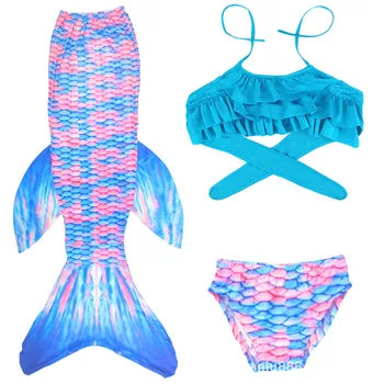 

Free Ship Girls Swimming Mermaid Tail Cosplay Mermaid Costume Swimsuit With or No Monofin Fin Flipper Kids Children Swimwear Set