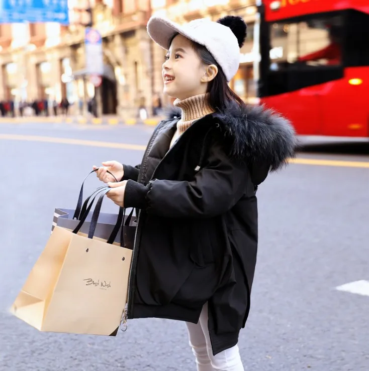 

120-160cm new 2019 winter girls down jacket kids fashion style winter coat kids winter jacket