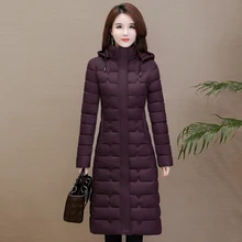 Down Jacket Women Slim Long Jacket Thick Winter Parka Office Laides Hooded Warm  Cotton Coat Outwear Cazadora Winter Clothes