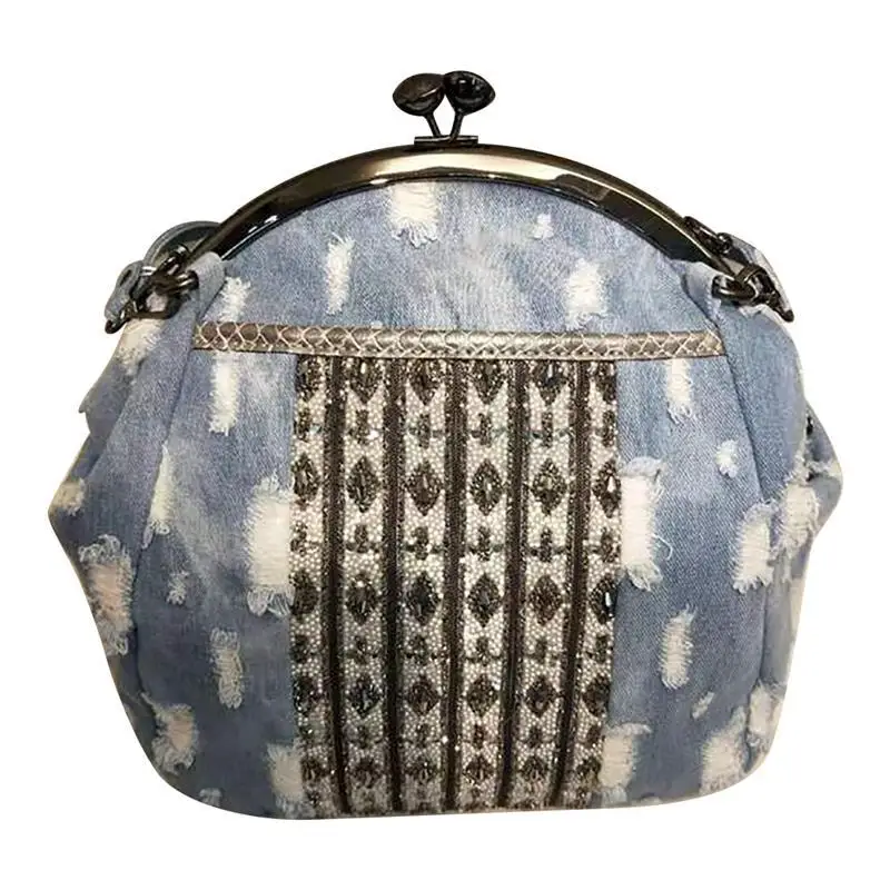 Fashion Shell Type Denim Crossbody Bag Women's Shoulder Bag Creative Clasp Closure Fashion Tote Bag Top Handle Bag For Women
