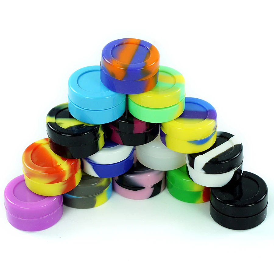

5pcs 7ml Storage Box Silicone Storage Containers with Cover Colorful Wax Oil Box Portable Oil Ointment Containers