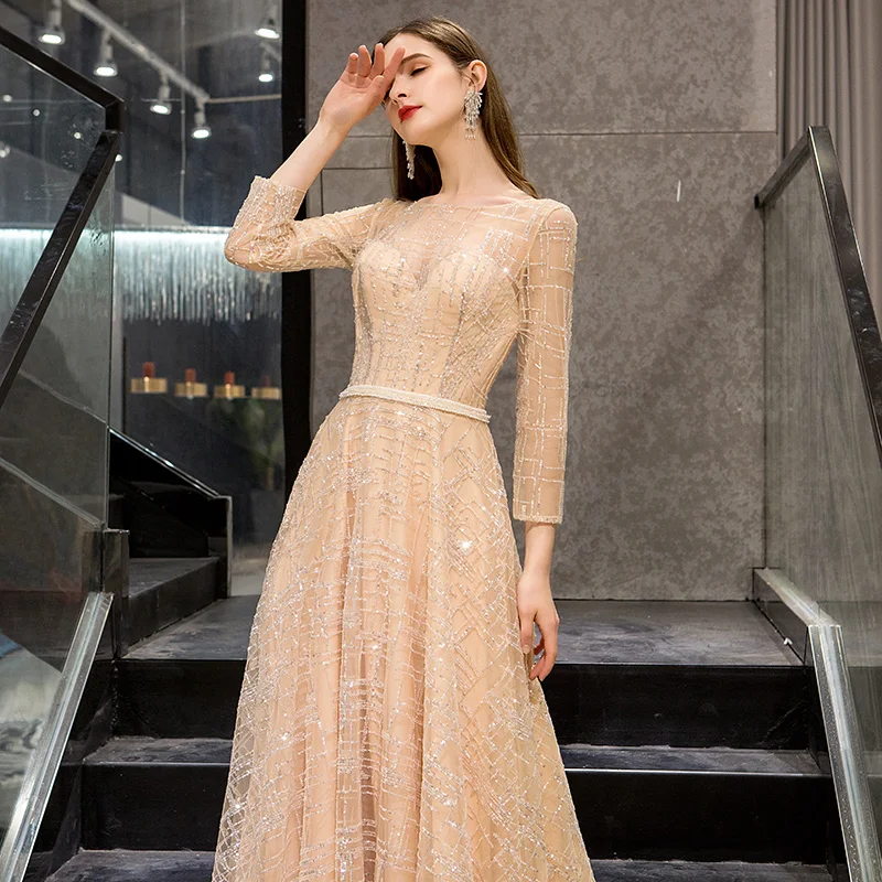 CEEWHY vestido de festa, роскошное вечернее платье с длинным рукавом, вечернее платье Soiree Дубай, вечернее платье с открытой спиной, Длинные вечерние платья