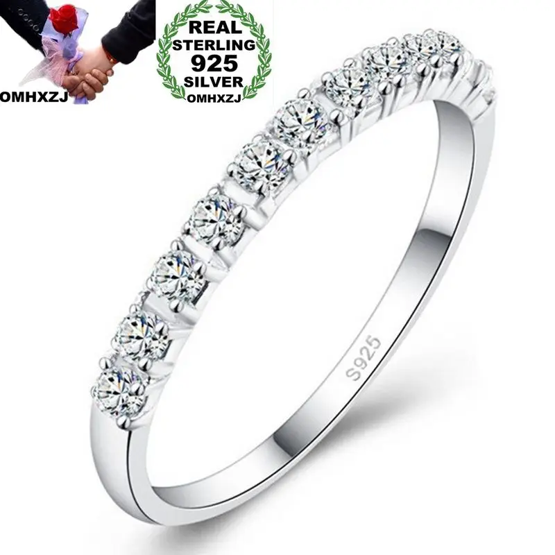 OMHXZJ Wholesale European Fashion Woman Girl Party Wedding Gift 9 Colors Slim AAA Zircon S925 Sterling Silver Ring RR303 | Украшения и