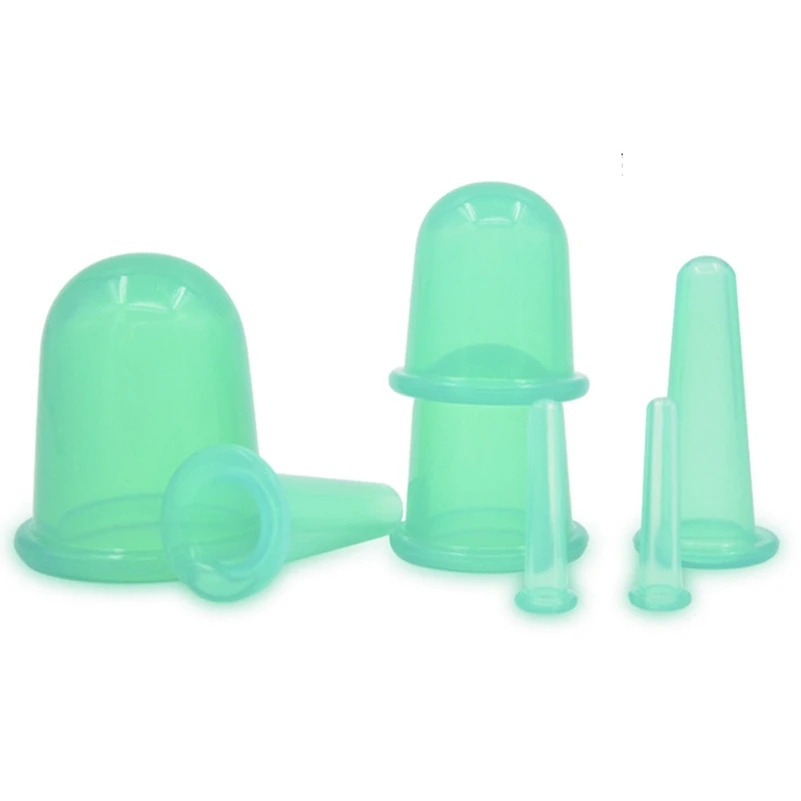 Вакуумный силиконовый стакан чашки для тела лицевые баночки для массажа устройства присоска облегчение боли анти-целлюлит похудение массажные чашки - Цвет: 7pcs green