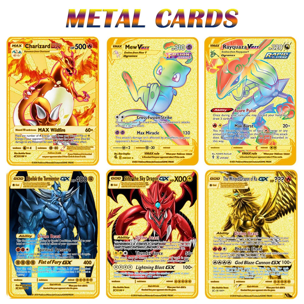 22新到着ポケモンカード金属カードピカチュウリザードンゴールデンvmaxカードコレクションギフト子供のゲームカード Game Collection Cards Aliexpress