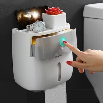 

Toilet Paper Holder Waterproof Wall Mounted for Toilet Paper Tray Roll Paper Tube Storage Box Tray Tissue Box Shelf Bathroom